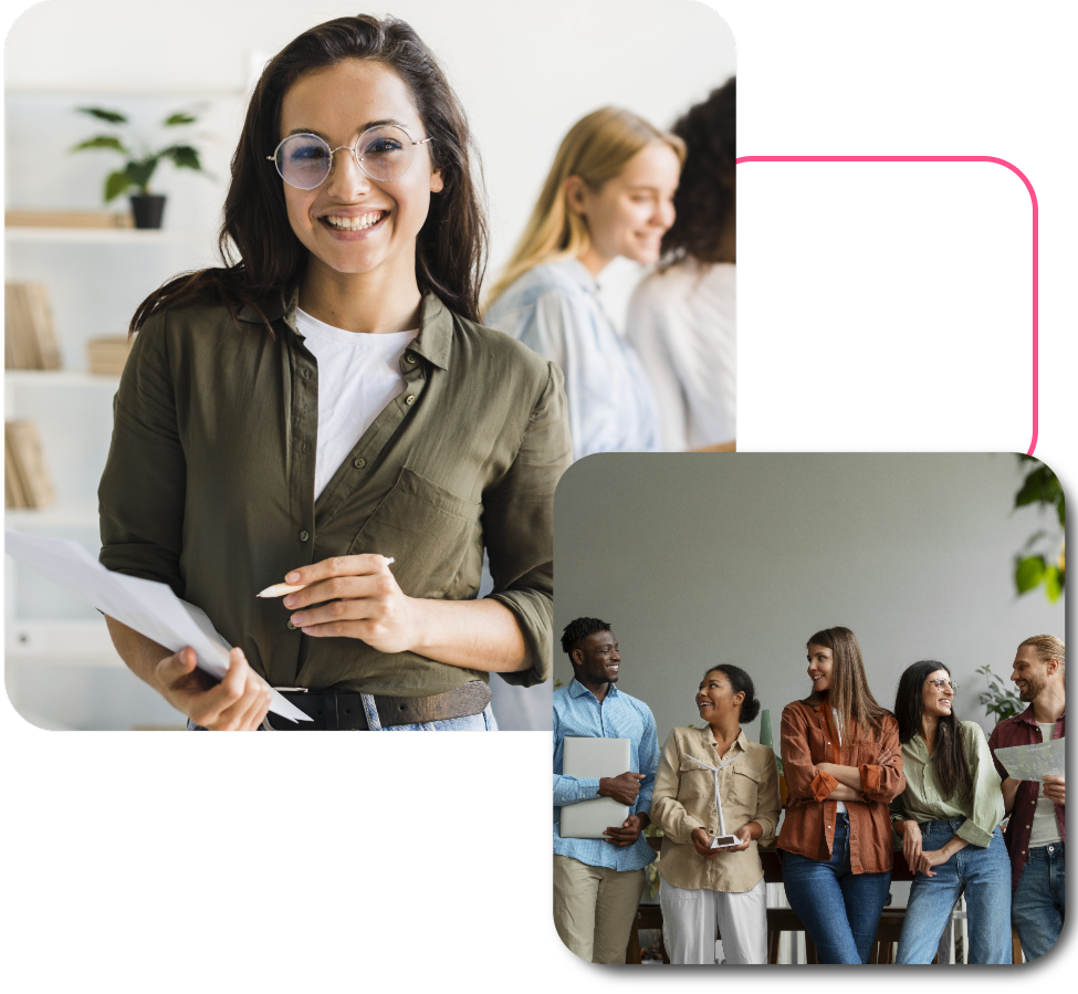 Mulher profissional sorrindo, representando a satisfação com a gestão simplificada.