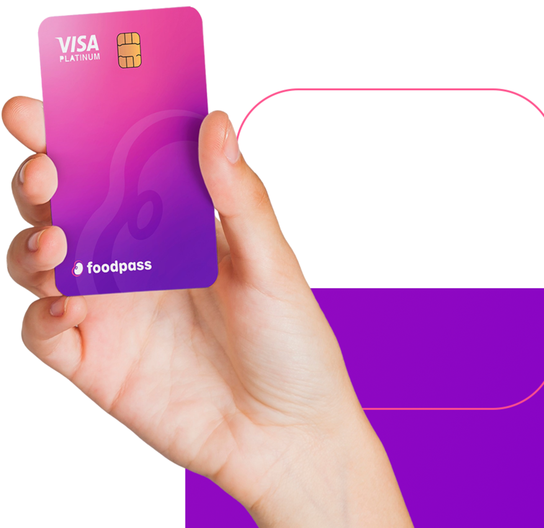 Mão segurando o cartão Foodpass